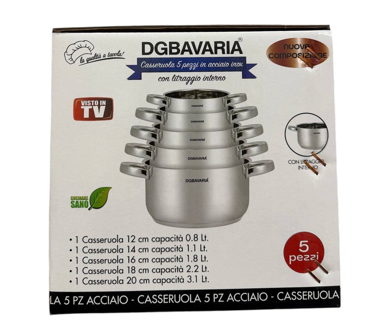 Casseruole 5 pezzi acciaio inox