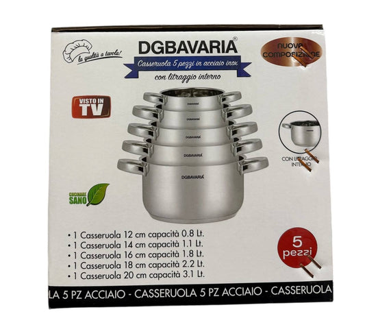 Casseruole 5 pezzi acciaio inox